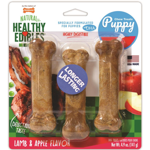 Nylabone Healthy Edibles Puppy Lamb & Apple Blister Card Regular 3Ct - Pet Totality