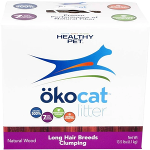 Okocat Litter Natural Wood Long Hair Breeds Clumping 13.5Lb - Pet Totality
