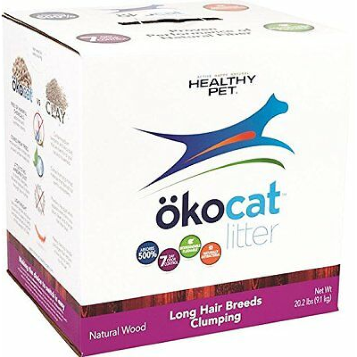 Okocat Litter Natural Wood Long Hair Breeds Clumping 20Lb