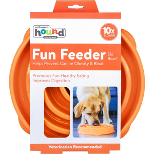 Outward Hound Outward Hound Fun Feeder Dog Bowl Slow Feeder Stop Bloat For Dogs, Large, Orange - Pet Totality