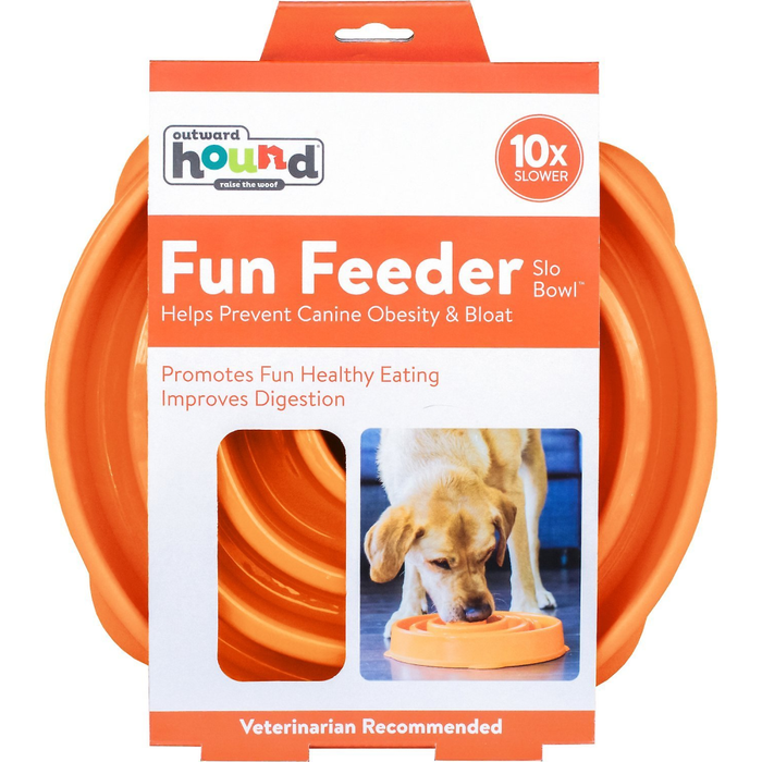 Outward Hound Outward Hound Fun Feeder Dog Bowl Slow Feeder Stop Bloat For Dogs, Large, Orange