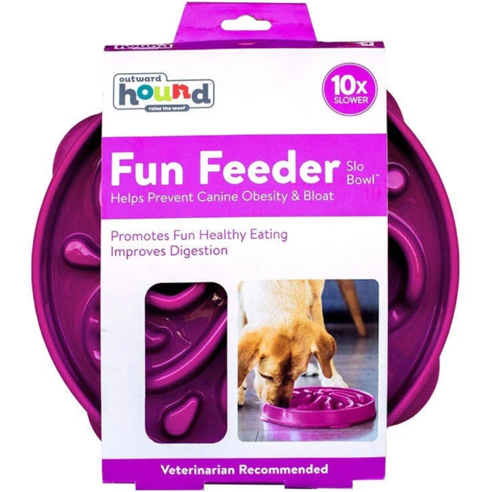 Outward Hound Outward Hound Fun Feeder Dog Bowl Slow Feeder Stop Bloat For Dogs, Large, Purple