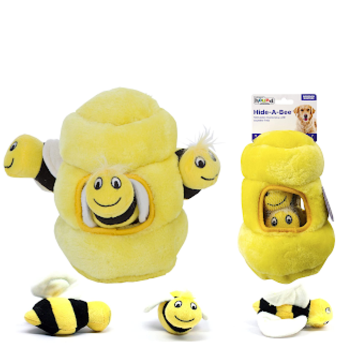 Outward Hound Outward Hound Hide A Bee Dog Dog Toy Plush Dog Squeaky Toy Puzzle, 4 Piece, Large