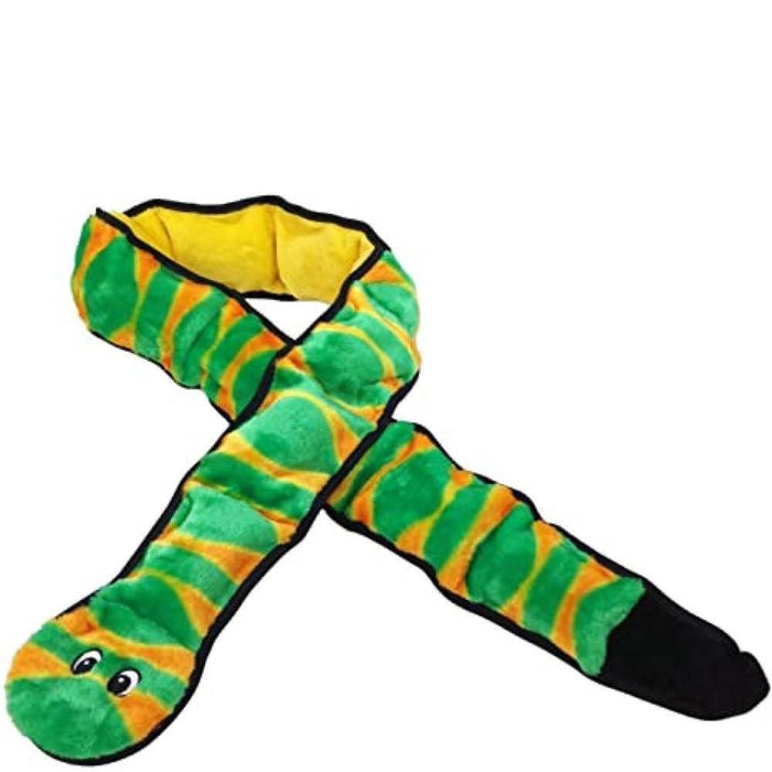 Outward Hound Outward Hound Invincibles Snake Stuffingless Durable Tough Plush Dog Squeaky Toy, 12-Squeakers, Gino