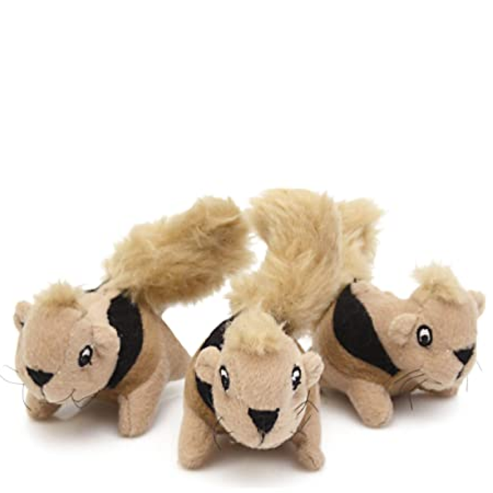 Outward Hound Outward Hound Squeakin' Animals Hide-A-Squirrel Replacement Dog Toys Squeak Toys 3-Pack, Small, Brow