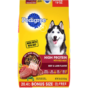 Pedigree High Protein With Red Meat Dry Dog Food 20.4Lb - Pet Totality