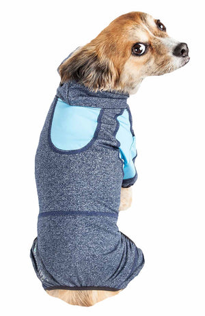 Pet Life  Active 'Fur-Breeze' Heathered Performance 4-Way Stretch Two-Toned Full Bodied Hoodie - Pet Totality