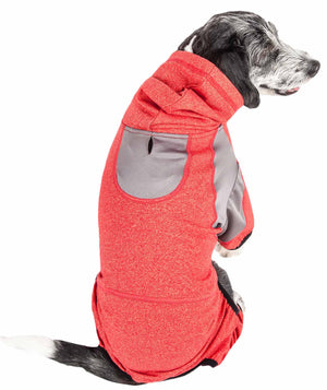 Pet Life  Active 'Fur-Breeze' Heathered Performance 4-Way Stretch Two-Toned Full Bodied Hoodie - Pet Totality