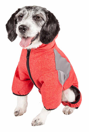 Pet Life  Active 'Fur-Breeze' Heathered Performance 4-Way Stretch Two-Toned Full Bodied Hoodie - Pet Totality