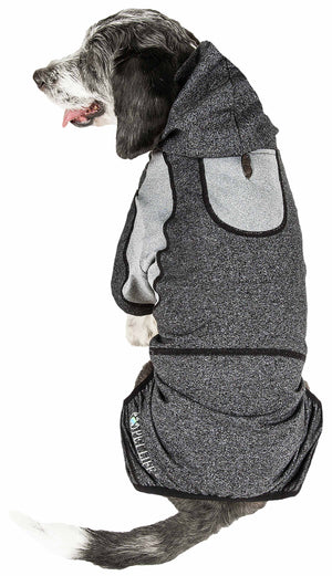 Pet Life  Active 'Fur-Breeze' Heathered Performance 4-Way Stretch Two-Toned Full Bodied Hoodie - Pet Totality