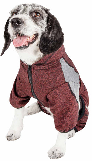 Pet Life  Active 'Fur-Breeze' Heathered Performance 4-Way Stretch Two-Toned Full Bodied Hoodie - Pet Totality