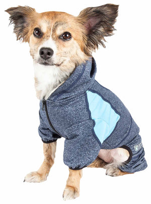 Pet Life  Active 'Fur-Breeze' Heathered Performance 4-Way Stretch Two-Toned Full Bodied Hoodie - Pet Totality