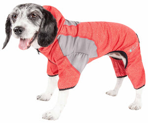 Pet Life  Active 'Fur-Breeze' Heathered Performance 4-Way Stretch Two-Toned Full Bodied Hoodie - Pet Totality