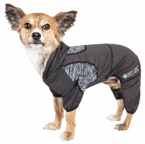 Pet Life ® Active 'Pawsterity' Heathered Performance 4-Way Stretch Two-Toned Full Bodied Hoodie - Pet Totality