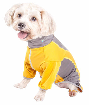 Pet Life  Active 'Warm-Pup' Heathered Performance 4-Way Stretch Two-Toned Full Body Warm Up - Pet Totality