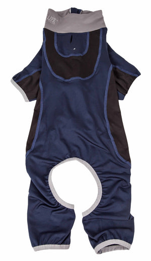 Pet Life  Active 'Warm-Pup' Heathered Performance 4-Way Stretch Two-Toned Full Body Warm Up - Pet Totality