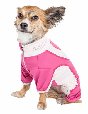 Pet Life  Active 'Warm-Pup' Heathered Performance 4-Way Stretch Two-Toned Full Body Warm Up - Pet Totality