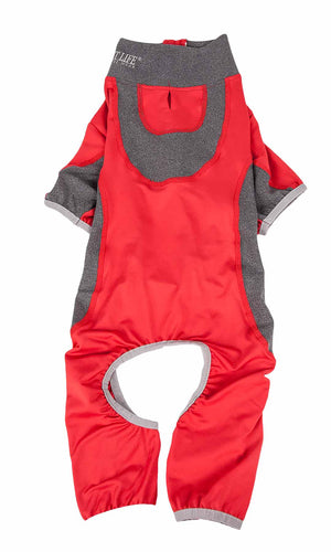Pet Life  Active 'Warm-Pup' Heathered Performance 4-Way Stretch Two-Toned Full Body Warm Up - Pet Totality