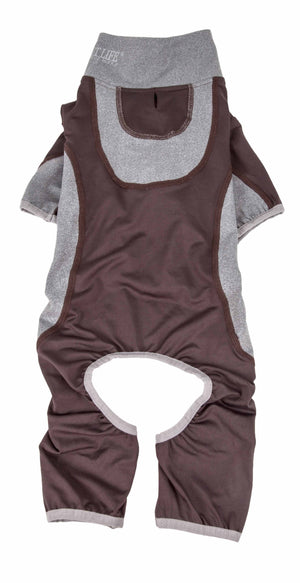 Pet Life  Active 'Warm-Pup' Heathered Performance 4-Way Stretch Two-Toned Full Body Warm Up - Pet Totality