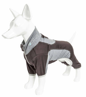 Pet Life  Active 'Warm-Pup' Heathered Performance 4-Way Stretch Two-Toned Full Body Warm Up - Pet Totality