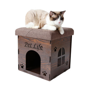 Pet Life Foldaway Collapsible Designer Cat House Furniture Bench - Pet Totality