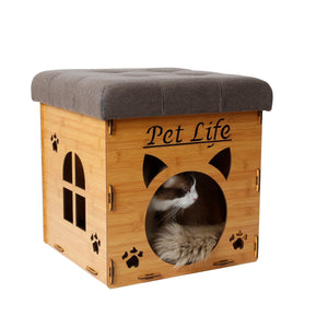 Pet Life Foldaway Collapsible Designer Cat House Furniture Bench - Pet Totality