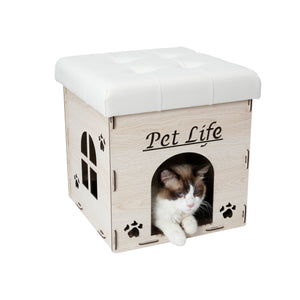 Pet Life Foldaway Collapsible Designer Cat House Furniture Bench - Pet Totality