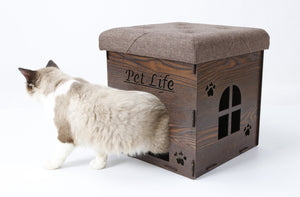 Pet Life Foldaway Collapsible Designer Cat House Furniture Bench - Pet Totality