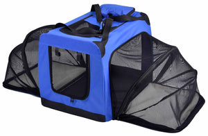 Pet Life  'Hounda Accordion' Metal Framed Soft-Folding Collapsible Dual-Sided Expandable Pet Dog Crate - Pet Totality