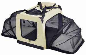 Pet Life  'Hounda Accordion' Metal Framed Soft-Folding Collapsible Dual-Sided Expandable Pet Dog Crate - Pet Totality