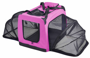 Pet Life  'Hounda Accordion' Metal Framed Soft-Folding Collapsible Dual-Sided Expandable Pet Dog Crate - Pet Totality