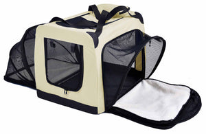 Pet Life  'Hounda Accordion' Metal Framed Soft-Folding Collapsible Dual-Sided Expandable Pet Dog Crate - Pet Totality