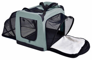Pet Life  'Hounda Accordion' Metal Framed Soft-Folding Collapsible Dual-Sided Expandable Pet Dog Crate - Pet Totality