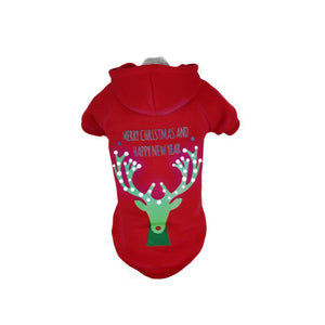 Pet Life LED Lighting Christmas Reindeer Hooded Sweater Pet Costume - Pet Totality