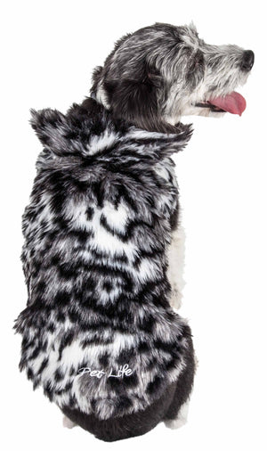 Pet Life  Luxe 'Paw Dropping' Designer Gray-Scale Tiger Pattern Mink Fur Dog Coat Jacket - Pet Totality