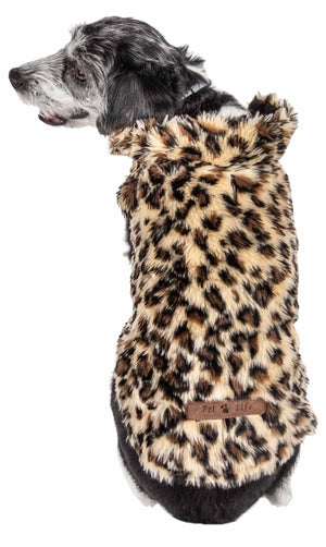Pet Life  Luxe 'Poocheetah' Ravishing Designer Spotted Cheetah Patterned Mink Fur Dog Coat Jacket - Pet Totality