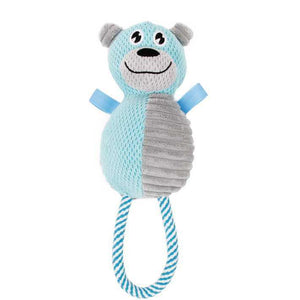 Pet Life Plush Huggabear Natural Jute And Squeak Chew Tugging Dog Toy - Pet Totality