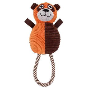 Pet Life Plush Huggabear Natural Jute And Squeak Chew Tugging Dog Toy - Pet Totality