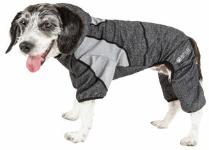 Pet Life ® Active 'Fur-Breeze' Heathered Performance 4-Way Stretch Two-Toned Full Bodied Hoodie - Pet Totality