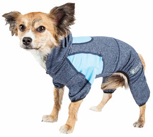 Pet Life ® Active 'Fur-Breeze' Heathered Performance 4-Way Stretch Two-Toned Full Bodied Hoodie - Pet Totality