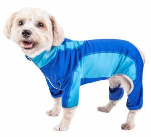 Pet Life ® Active 'Warm-Pup' Heathered Performance 4-Way Stretch Two-Toned Full Body Warm Up - Pet Totality