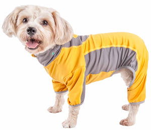 Pet Life ® Active 'Warm-Pup' Heathered Performance 4-Way Stretch Two-Toned Full Body Warm Up - Pet Totality