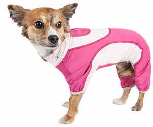 Pet Life ® Active 'Warm-Pup' Heathered Performance 4-Way Stretch Two-Toned Full Body Warm Up - Pet Totality