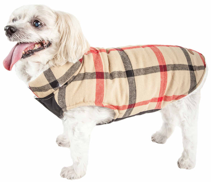 Pet Life ® 'Allegiance' Classical Plaided Insulated Dog Coat Jacket
