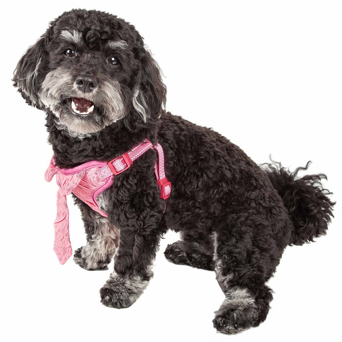 Pet Life ® 'Chichi Shaggy' Mesh Reversible And Breathable Adjustable Dog Harness W/ Shaggy Neck Tie