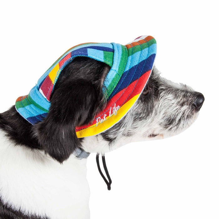 Pet Life ® 'Colorfur' Uv Protectant Adjustable Fashion Canopy Brimmed Dog Hat Cap