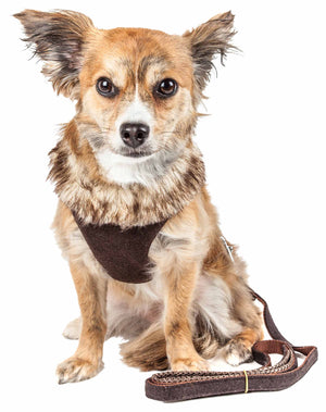 Pet Life ® Luxe 'Furracious' 2-In-1 Mesh Reversed Adjustable Dog Harness-Leash W/ Removable Fur Collar - Pet Totality