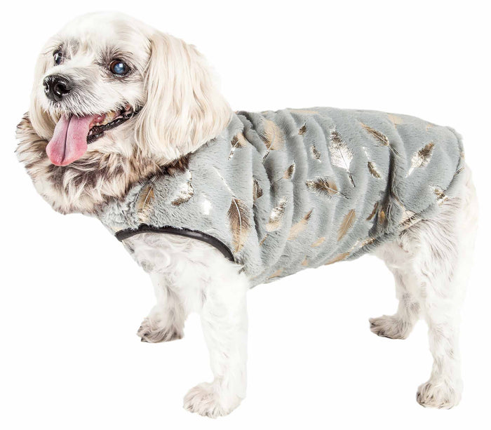 Pet Life ® Luxe 'Gold-Wagger' Gold-Leaf Designer Fur Dog Jacket Coat
