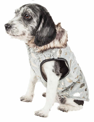 Pet Life ® Luxe 'Gold-Wagger' Gold-Leaf Designer Fur Dog Jacket Coat - Pet Totality