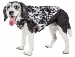 Pet Life ® Luxe 'Paw Dropping' Designer Gray-Scale Tiger Pattern Mink Fur Dog Coat Jacket - Pet Totality